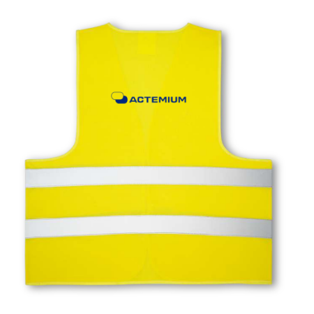 Gilet de sécurité jaune fluo marquage bleu