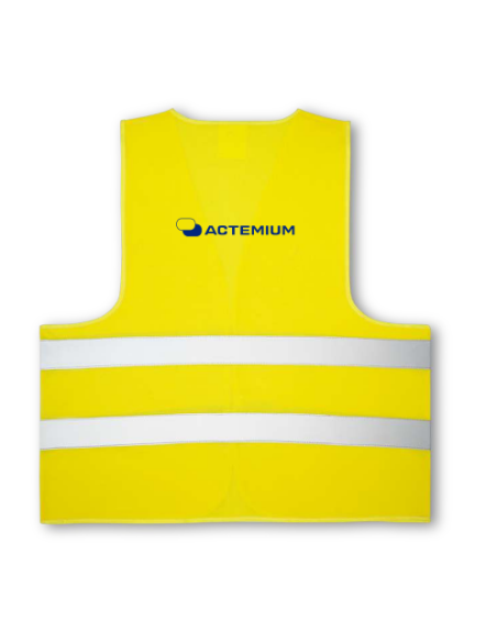Gilet de sécurité jaune fluo marquage bleu